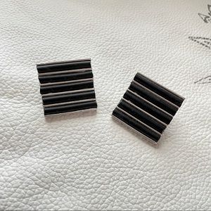 Vintage square black clip on earrings